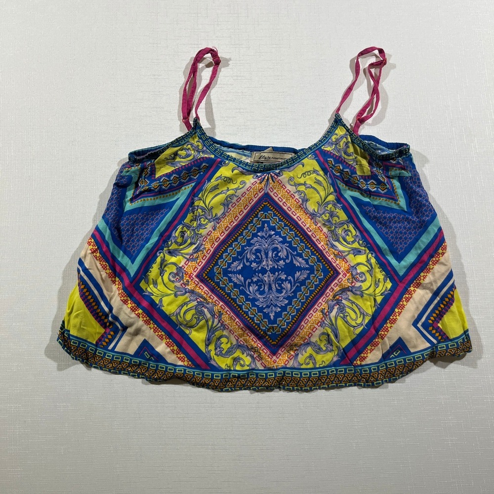 Print Billy By Flying Tomato Cami Top Small Women Multi Blue Boho Festival Scarf